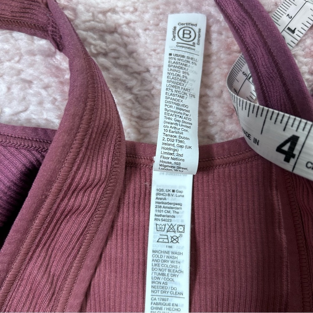 Athleta Dusty Mauve Ribbed Cropped Tank Bra  Size XS Pilates Yoga Athleisure - Picture 4 of 9
